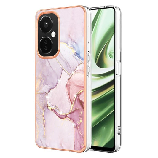 For OnePlus Nord CE 3 Lite 5G / Nord N30 5G YB IMD Series-2 Marble Pattern IMD TPU Case Electroplating Frame Phone Cover - Rose Gold 005