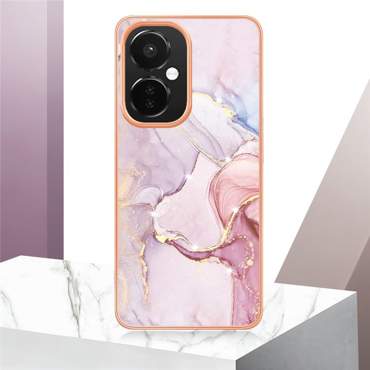 For OnePlus Nord CE 3 Lite 5G / Nord N30 5G YB IMD Series-2 Marble Pattern IMD TPU Case Electroplating Frame Phone Cover - Rose Gold 005