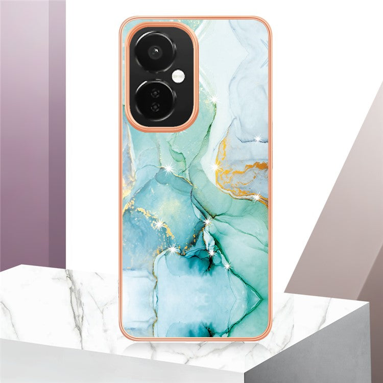 For OnePlus Nord CE 3 Lite 5G / Nord N30 5G YB IMD Series-2 Marble Pattern IMD TPU Case Electroplating Frame Phone Cover - Green 003