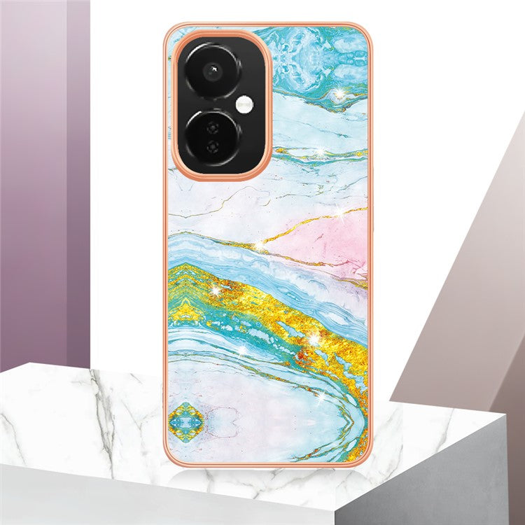For OnePlus Nord CE 3 Lite 5G / Nord N30 5G YB IMD Series-2 Marble Pattern IMD TPU Case Electroplating Frame Phone Cover - Green 004