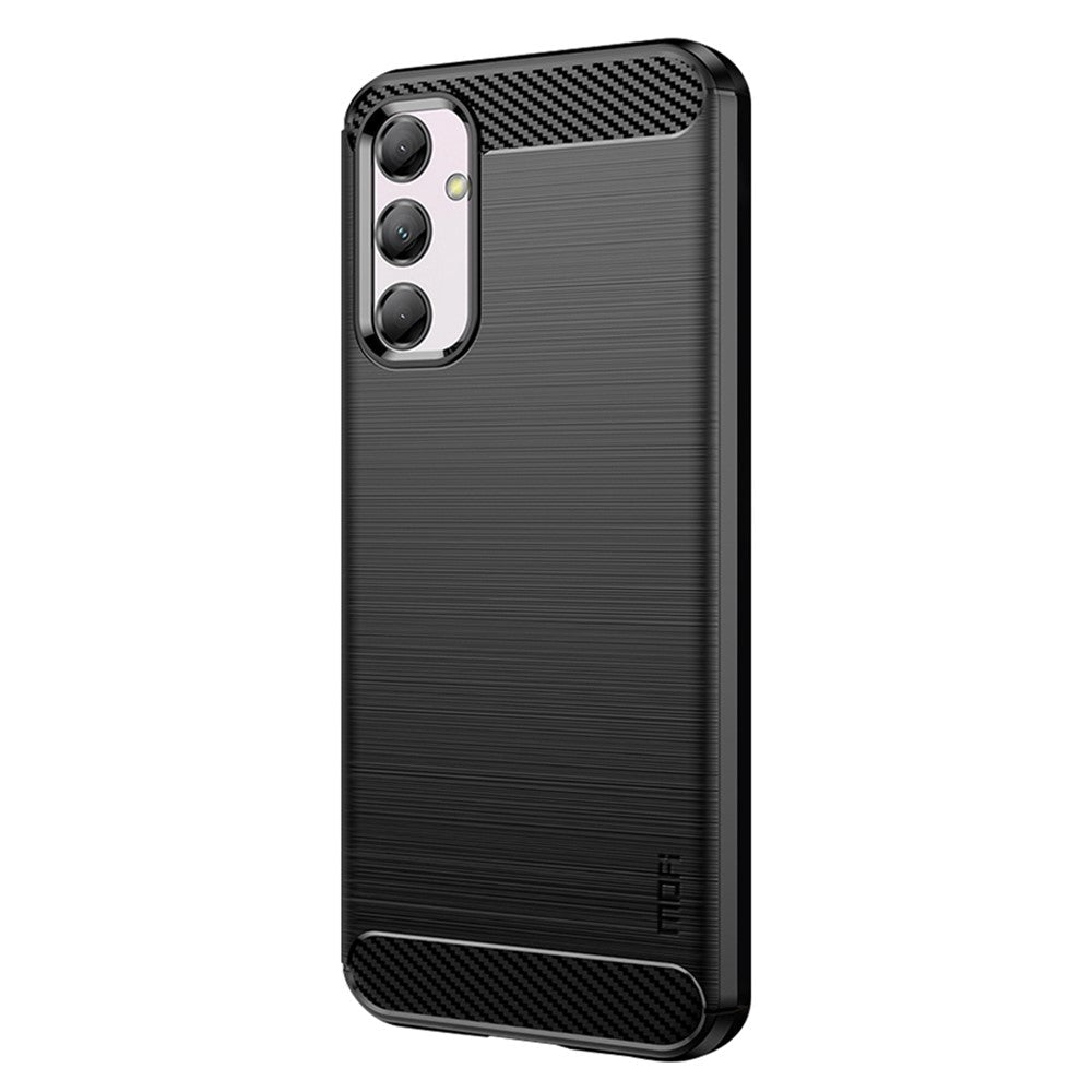 MOFI JK TPU Series-1 for Samsung Galaxy M14 5G Soft TPU Cover Carbon Fiber Brushed Phone Shell - Black