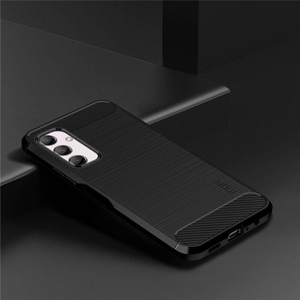 MOFI JK TPU Series-1 for Samsung Galaxy M14 5G Soft TPU Cover Carbon Fiber Brushed Phone Shell - Black