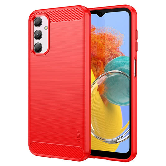 MOFI JK TPU Series-1 for Samsung Galaxy M14 5G Soft TPU Cover Carbon Fiber Brushed Phone Shell - Red