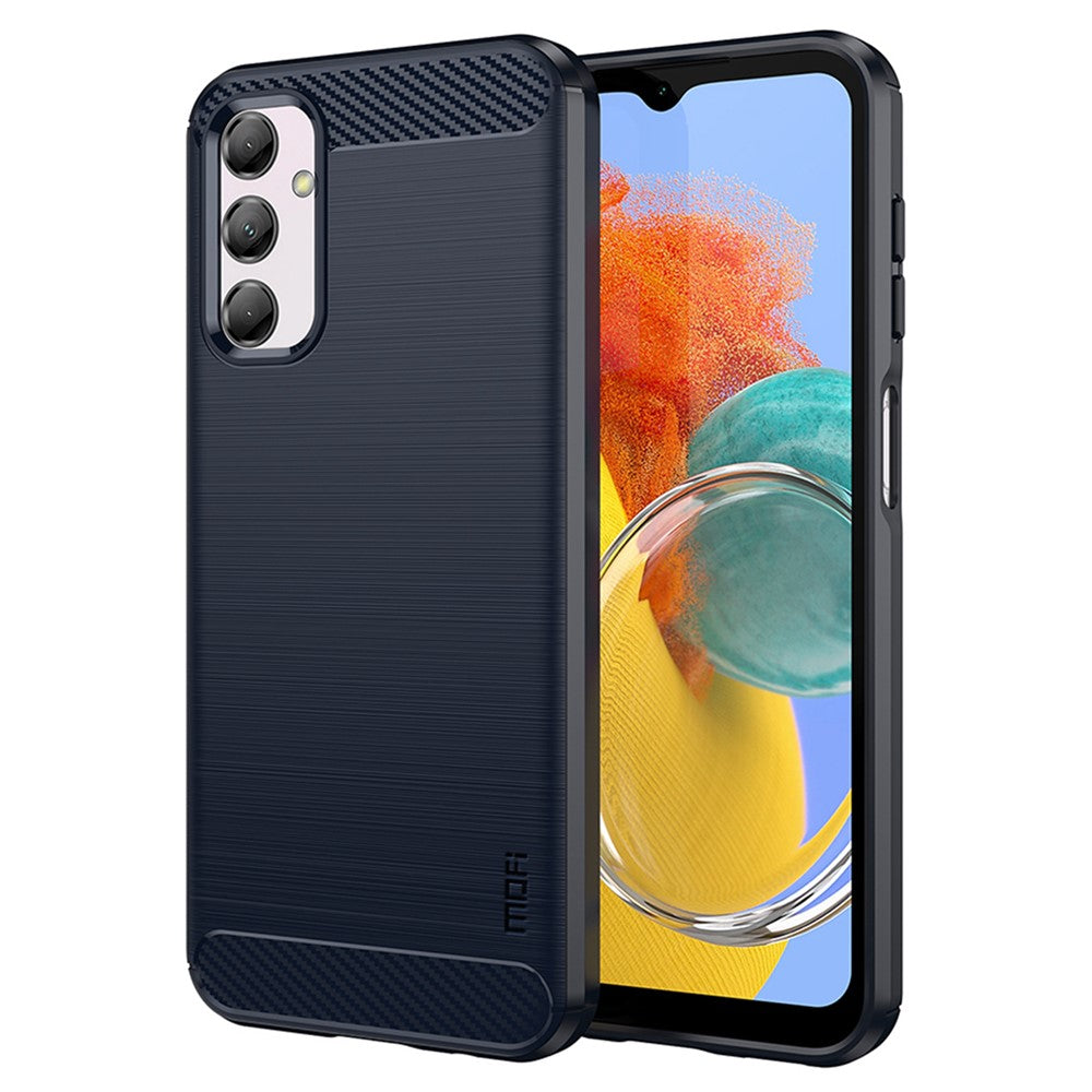 MOFI JK TPU Series-1 for Samsung Galaxy M14 5G Soft TPU Cover Carbon Fiber Brushed Phone Shell - Blue