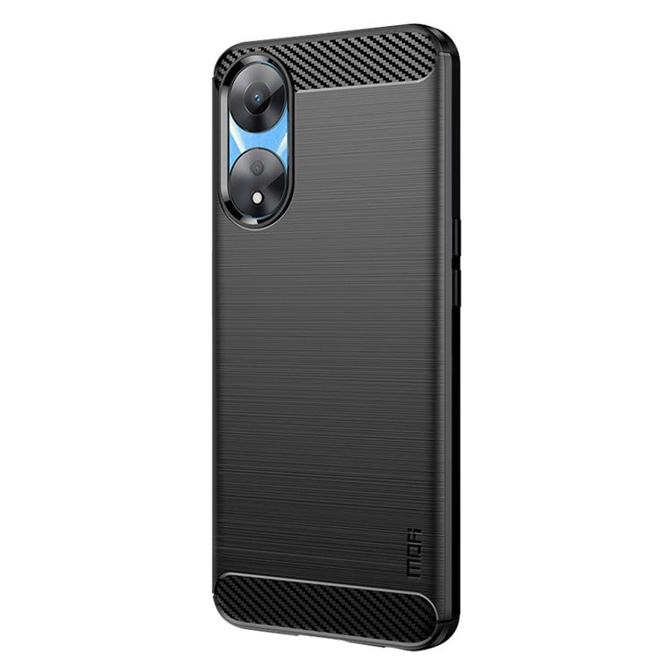 MOFI JK TPU Series-1 Carbon Fiber Back Cover for Oppo A58 5G / A58x 5G / A78 5G Brushed TPU Phone Shell - Black
