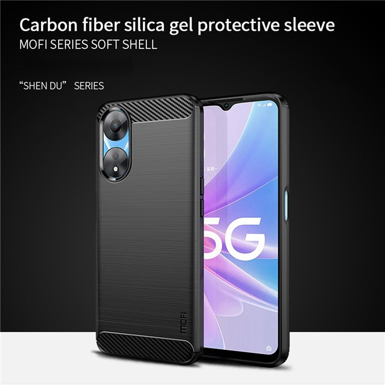MOFI JK TPU Series-1 Carbon Fiber Back Cover for Oppo A58 5G / A58x 5G / A78 5G Brushed TPU Phone Shell - Blue