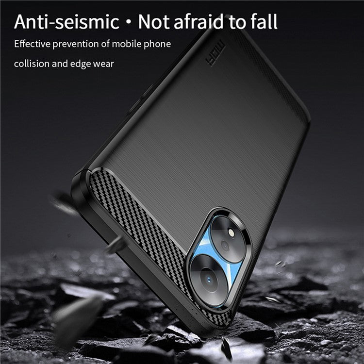 MOFI JK TPU Series-1 Carbon Fiber Back Cover for Oppo A58 5G / A58x 5G / A78 5G Brushed TPU Phone Shell - Blue