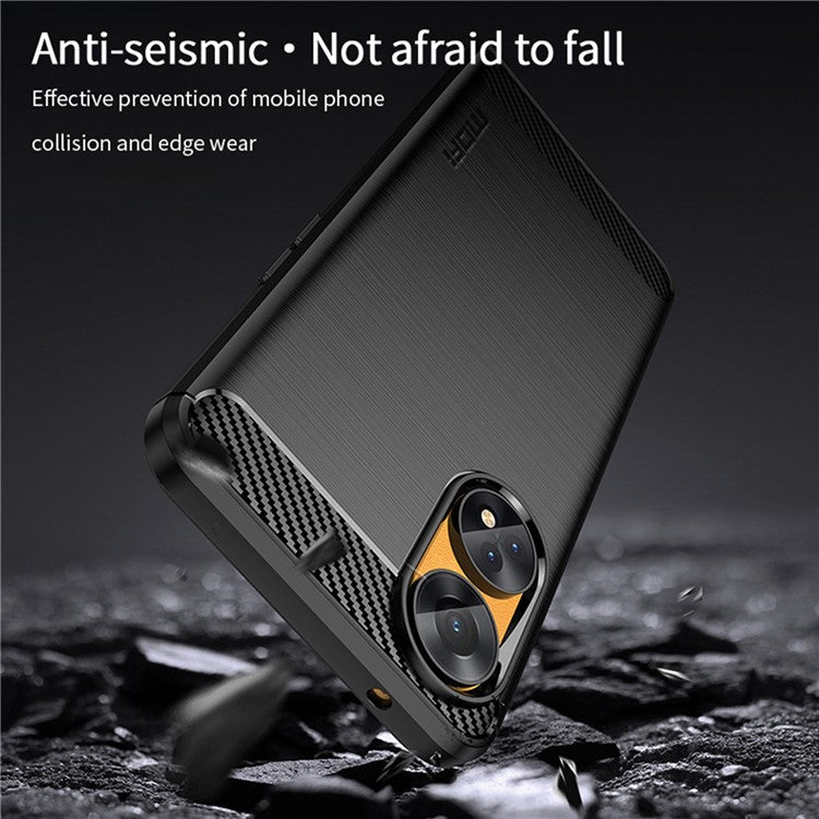 MOFI JK TPU Series-1 For Oppo Reno8 T 4G Carbon Fiber Back Cover Brushed TPU Phone Shell - Black