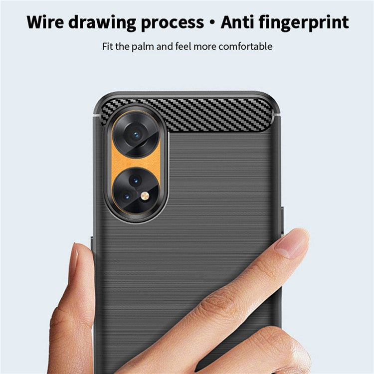 MOFI JK TPU Series-1 For Oppo Reno8 T 4G Carbon Fiber Back Cover Brushed TPU Phone Shell - Red