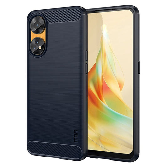 MOFI JK TPU Series-1 For Oppo Reno8 T 4G Carbon Fiber Back Cover Brushed TPU Phone Shell - Blue