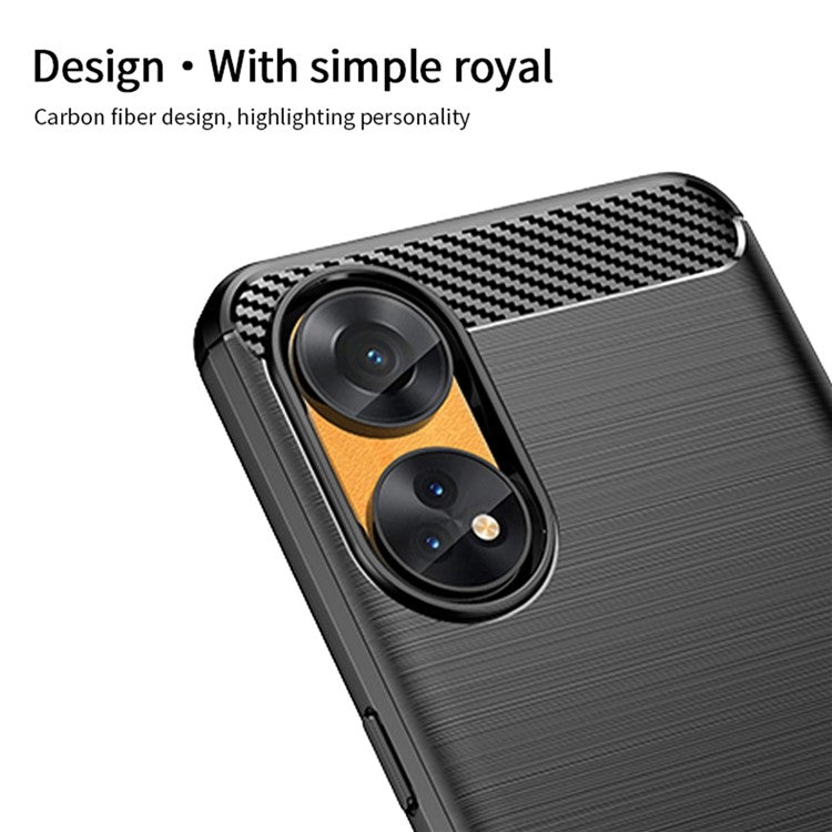 MOFI JK TPU Series-1 For Oppo Reno8 T 4G Carbon Fiber Back Cover Brushed TPU Phone Shell - Blue