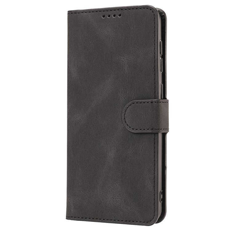 PU Leather Case for Oppo A57 4G / A77 4G / A57s 4G / A57e 4G / A77s 4G / OnePlus Nord N20 SE 4G , Wallet Stand Flip Phone Cover - Black