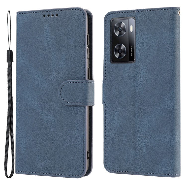PU Leather Case for Oppo A57 4G / A77 4G / A57s 4G / A57e 4G / A77s 4G / OnePlus Nord N20 SE 4G , Wallet Stand Flip Phone Cover - Blue