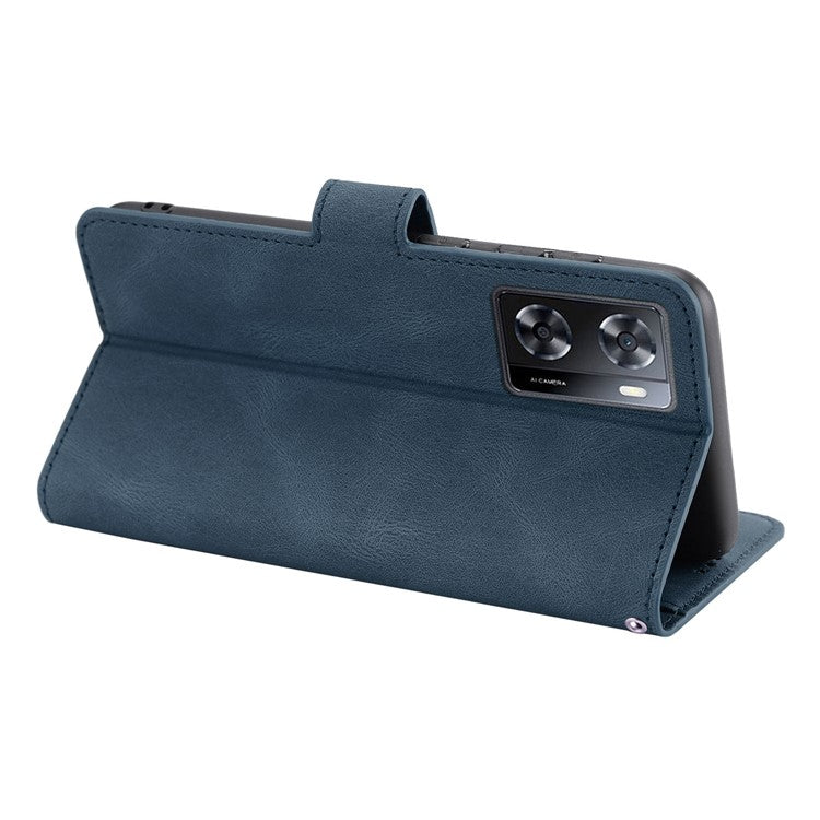 PU Leather Case for Oppo A57 4G / A77 4G / A57s 4G / A57e 4G / A77s 4G / OnePlus Nord N20 SE 4G , Wallet Stand Flip Phone Cover - Blue