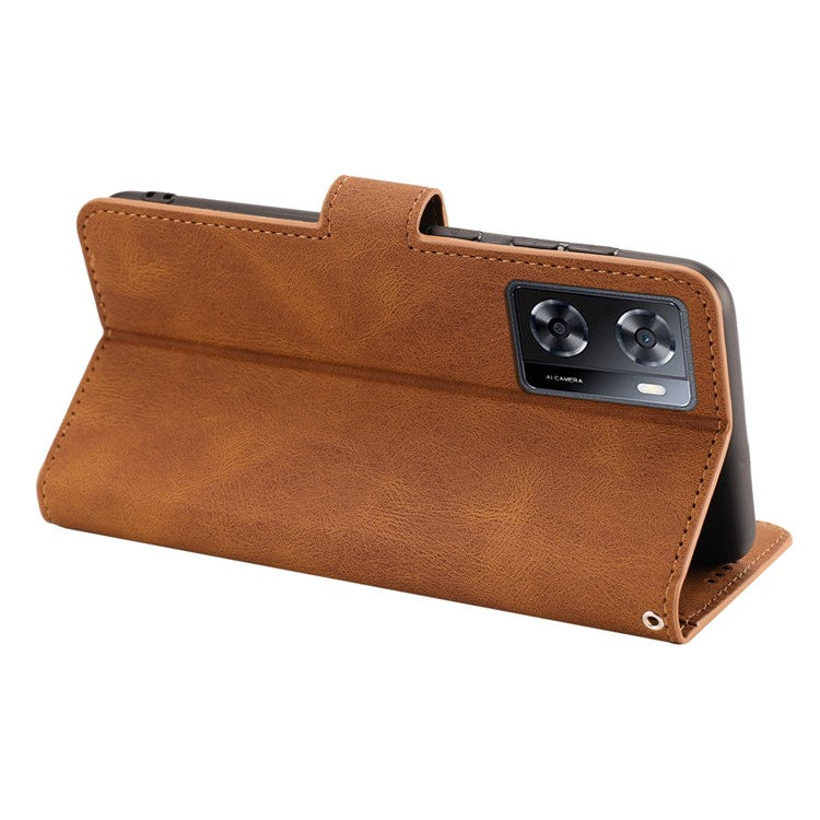 PU Leather Case for Oppo A57 4G / A77 4G / A57s 4G / A57e 4G / A77s 4G / OnePlus Nord N20 SE 4G , Wallet Stand Flip Phone Cover - Brown