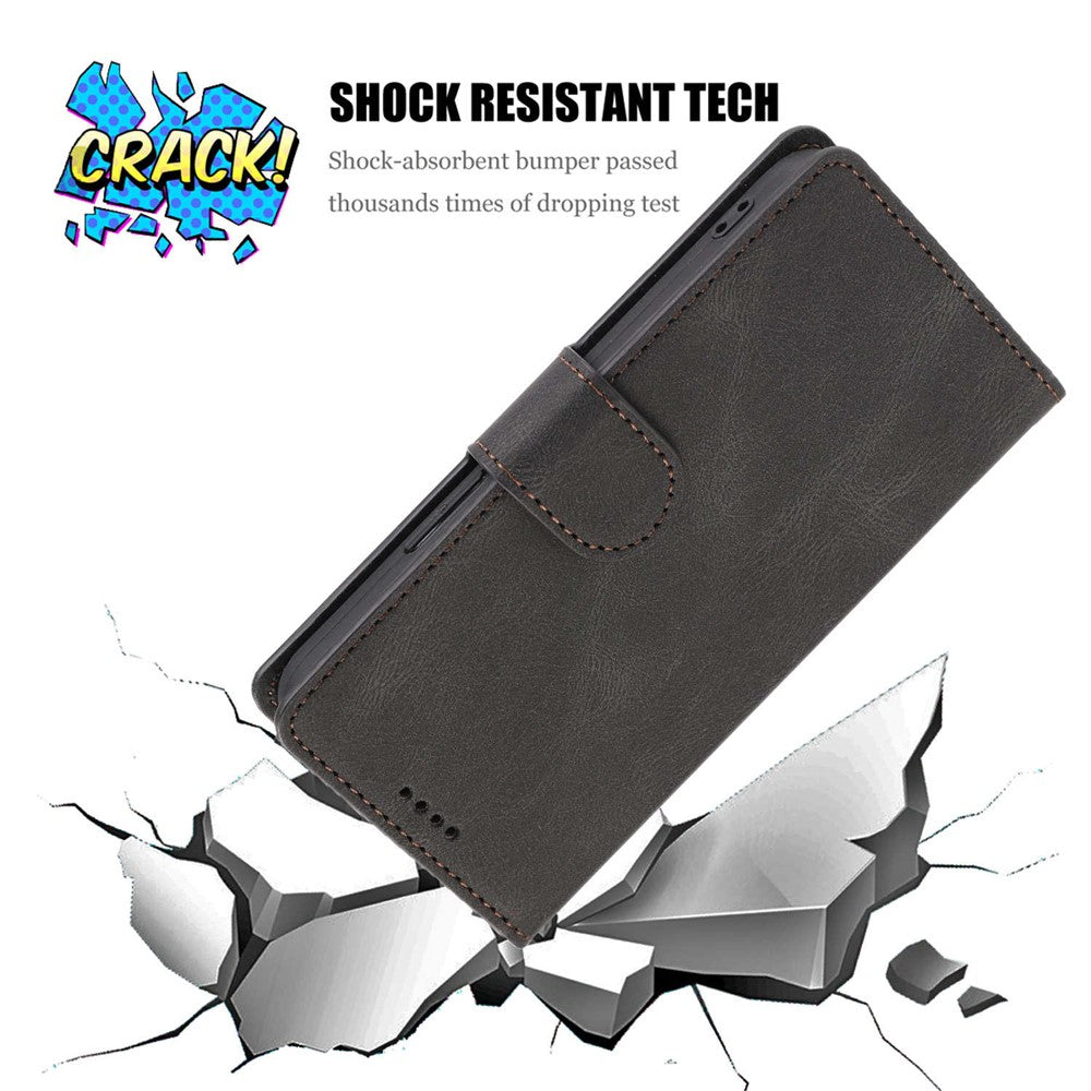 Stand Wallet Case for Samsung Galaxy M13 5G Drop Resistant PU Leather Phone Cover with Strap - Black