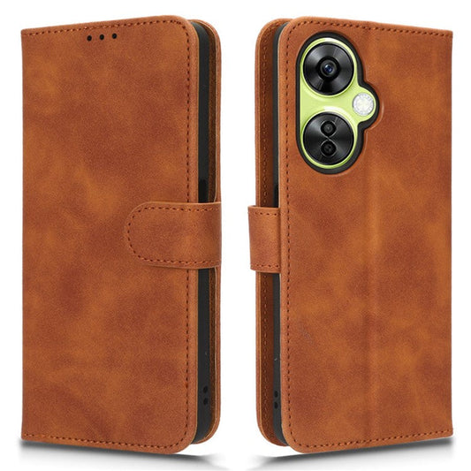 Phone Wallet Case for OnePlus Nord CE 3 Lite 5G / Nord N30 5G , PU Leather Skin-touch Protective Stand Phone Cover - Brown