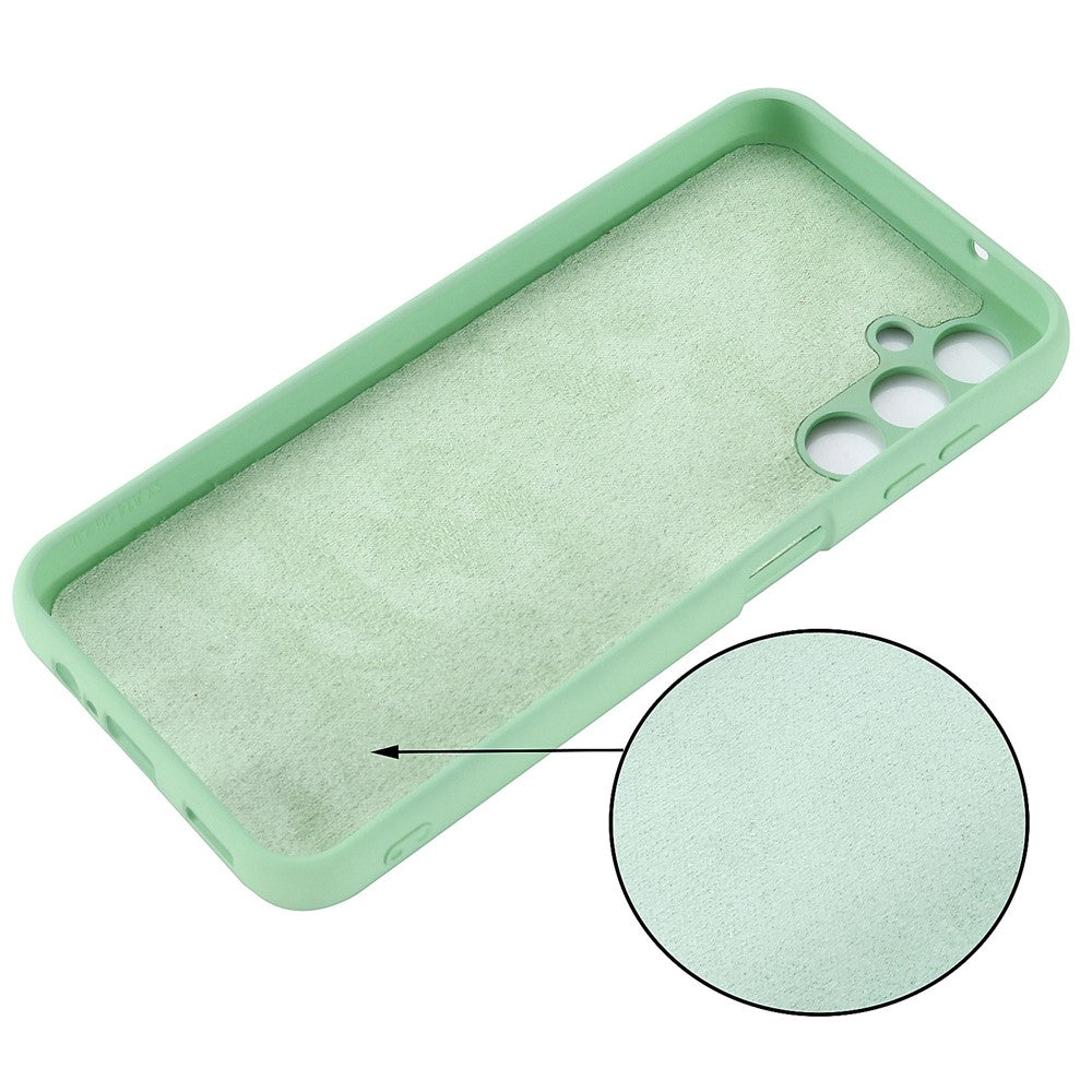 For Samsung Galaxy M14 5G Liquid Silicone Phone Case Soft Lining Shockproof Protective Cover with Strap - Green