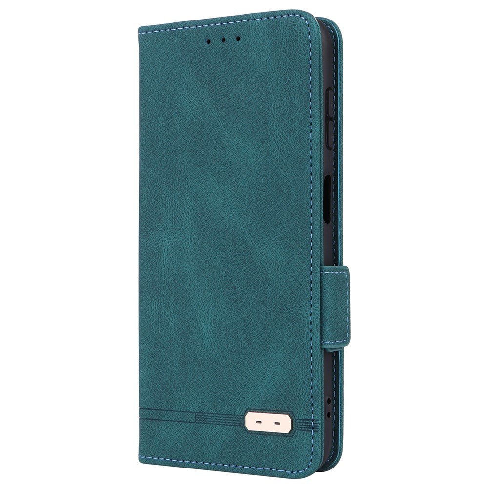 For Samsung Galaxy M14 5G Leather Wallet Phone Case Hardware Decor Flip Stand Cover - Blue