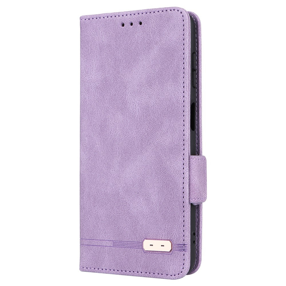 For Samsung Galaxy M14 5G Leather Wallet Phone Case Hardware Decor Flip Stand Cover - Purple