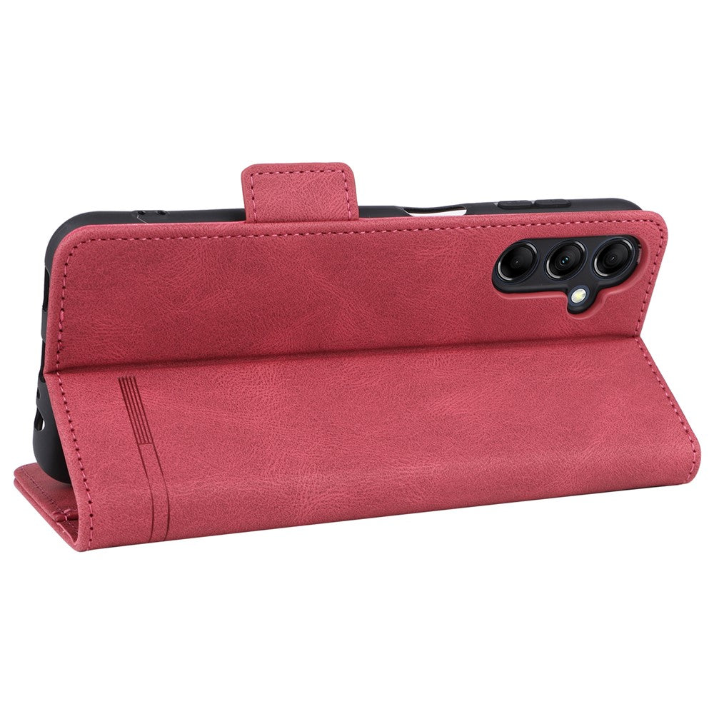 For Samsung Galaxy M14 5G Leather Wallet Phone Case Hardware Decor Flip Stand Cover - Rose