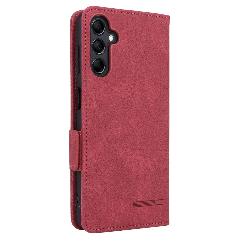 For Samsung Galaxy M14 5G Leather Wallet Phone Case Hardware Decor Flip Stand Cover - Rose