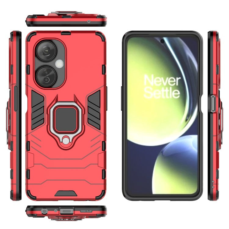 For OnePlus Nord CE 3 Lite 5G / Nord N30 5G Ring Kickstand Phone Case TPU+PC Anti-Scratch Shockproof Cover - Red