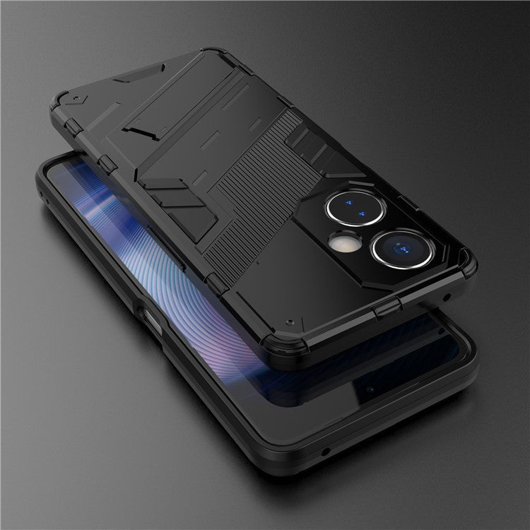 For OnePlus Nord CE 3 Lite 5G / Nord N30 5G Kickstand Phone Case TPU+PC Anti-Scratch Back Cover - Black