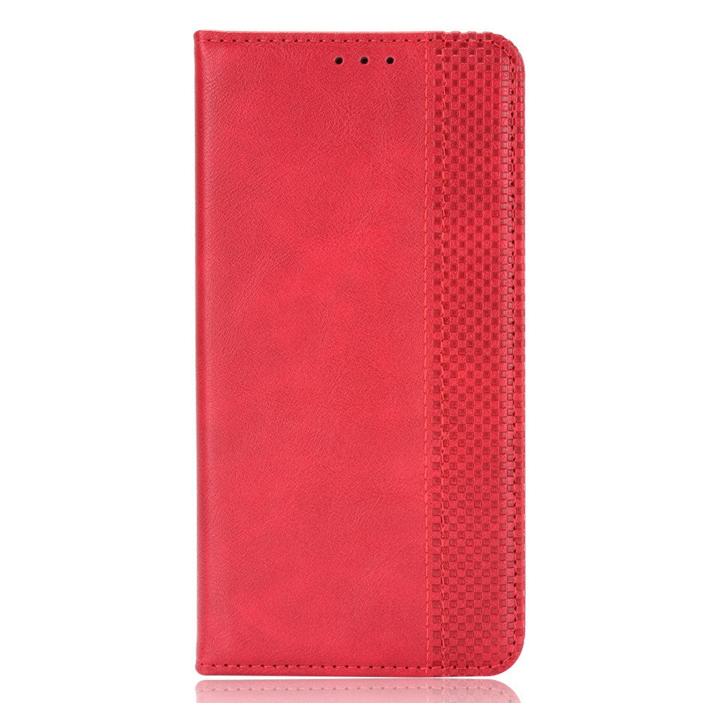 For Samsung Galaxy M14 5G Retro Phone Case PU Leather Phone Stand Wallet Protective Cover - Red