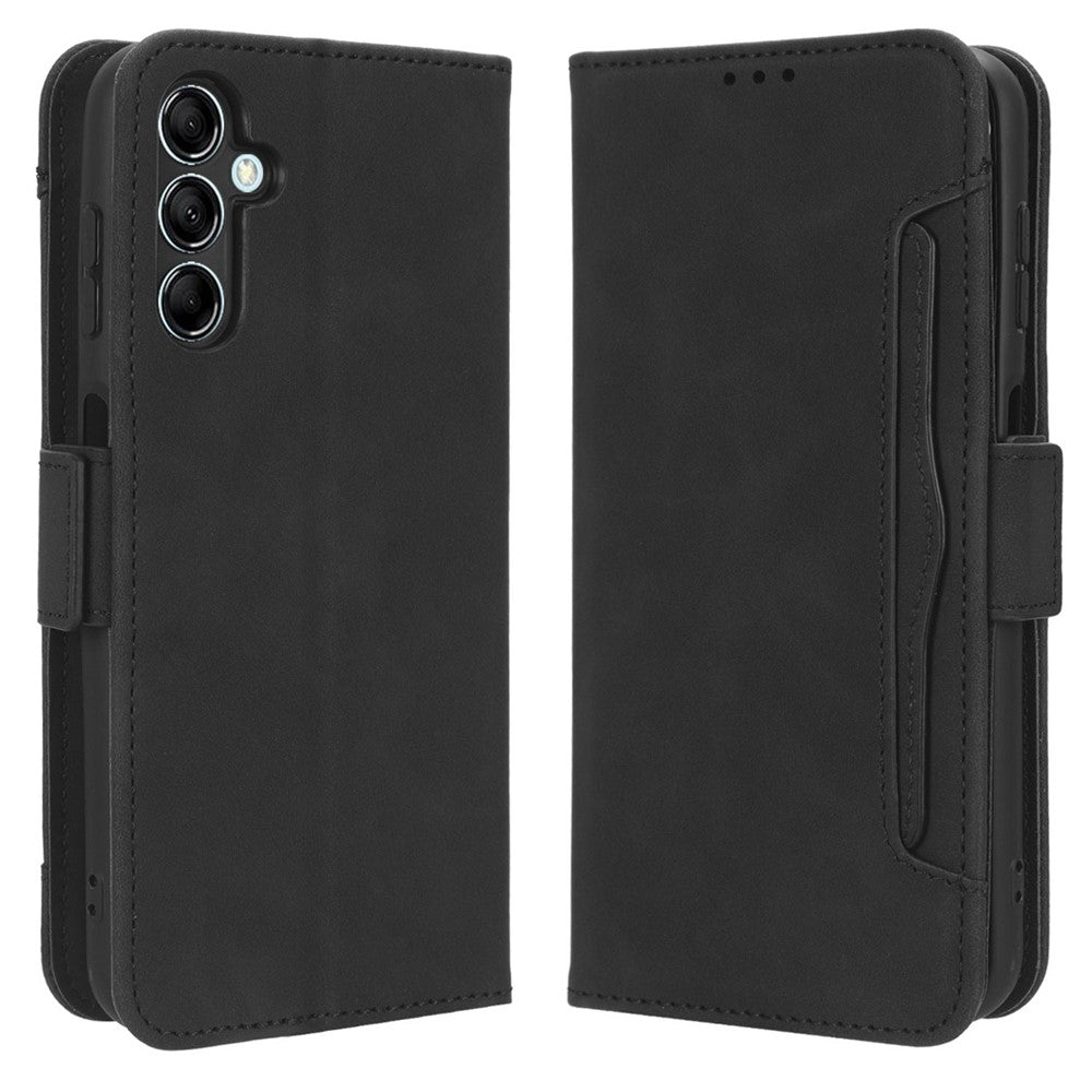 Wallet PU Leather Case for Samsung Galaxy M14 5G , Multiple Card Slots Phone Stand Cover - Black
