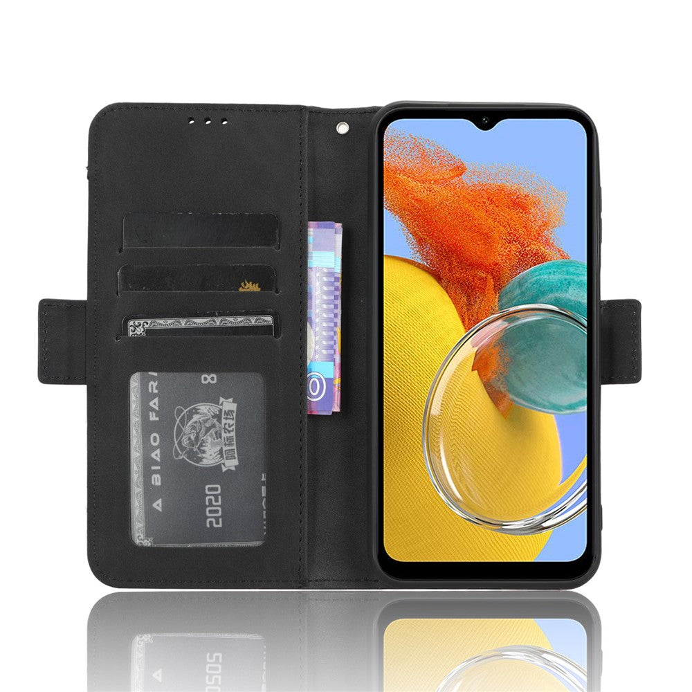 Wallet PU Leather Case for Samsung Galaxy M14 5G , Multiple Card Slots Phone Stand Cover - Black