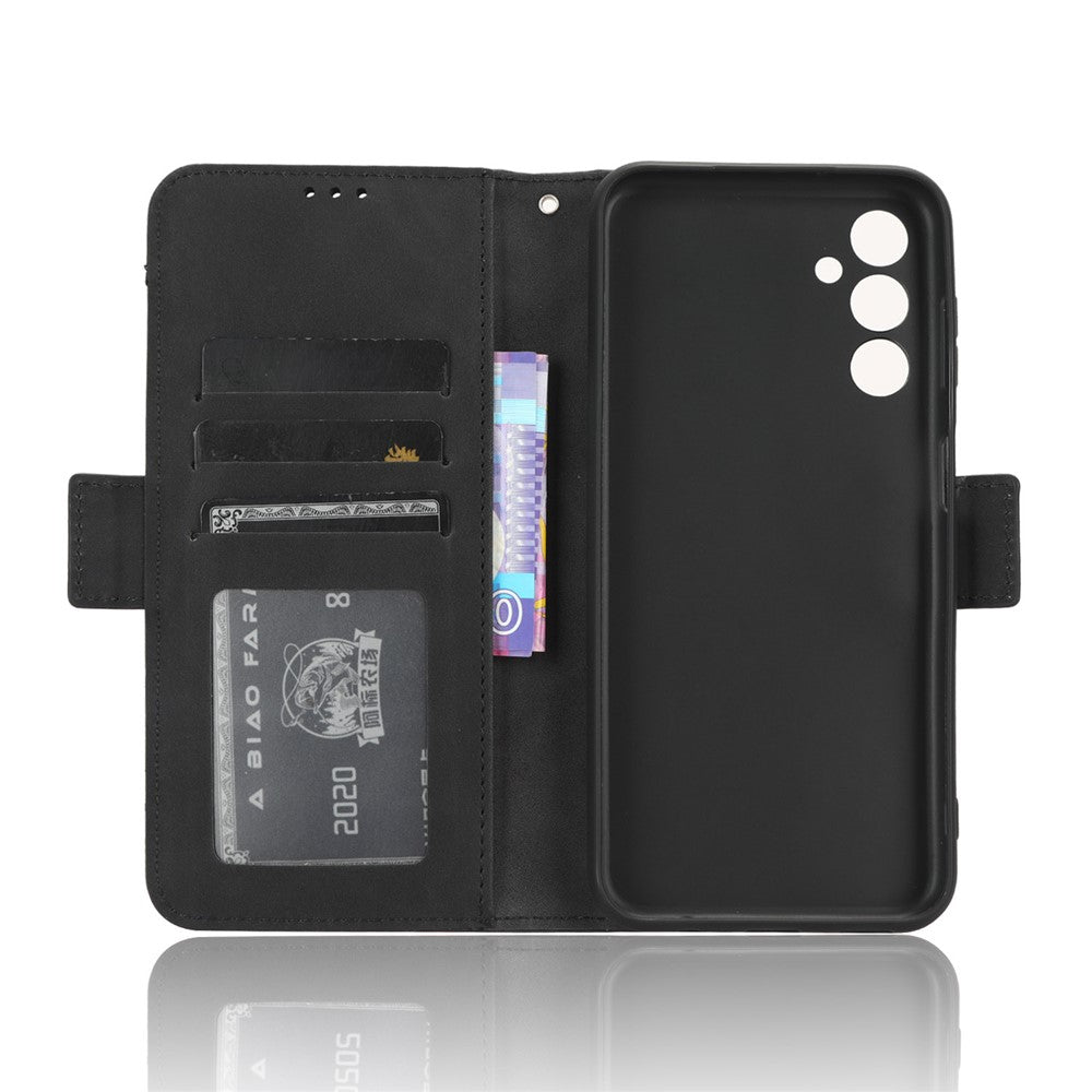 Wallet PU Leather Case for Samsung Galaxy M14 5G , Multiple Card Slots Phone Stand Cover - Black