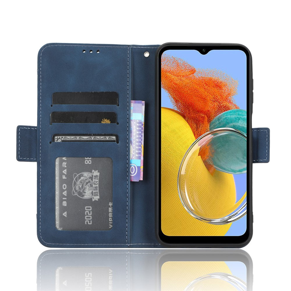 Wallet PU Leather Case for Samsung Galaxy M14 5G , Multiple Card Slots Phone Stand Cover - Blue