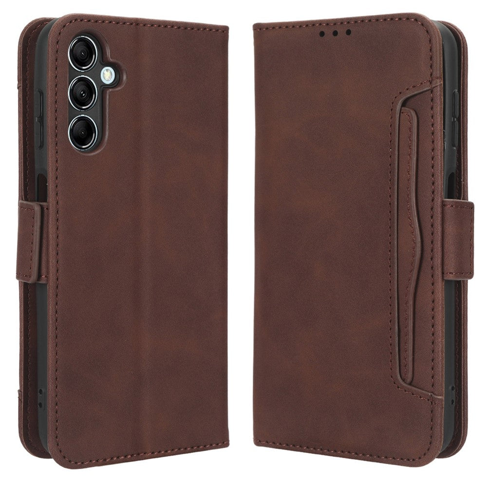Wallet PU Leather Case for Samsung Galaxy M14 5G , Multiple Card Slots Phone Stand Cover - Brown