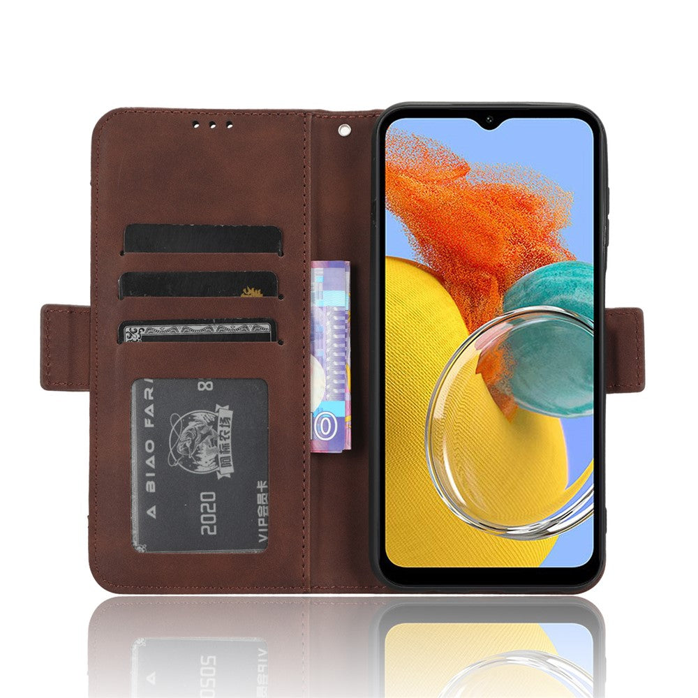 Wallet PU Leather Case for Samsung Galaxy M14 5G , Multiple Card Slots Phone Stand Cover - Brown