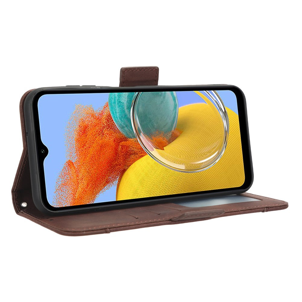 Wallet PU Leather Case for Samsung Galaxy M14 5G , Multiple Card Slots Phone Stand Cover - Brown