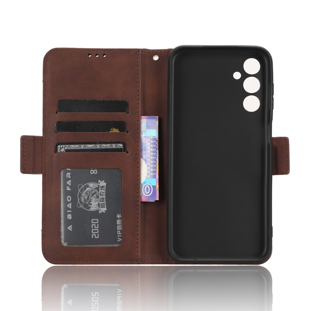 Wallet PU Leather Case for Samsung Galaxy M14 5G , Multiple Card Slots Phone Stand Cover - Brown