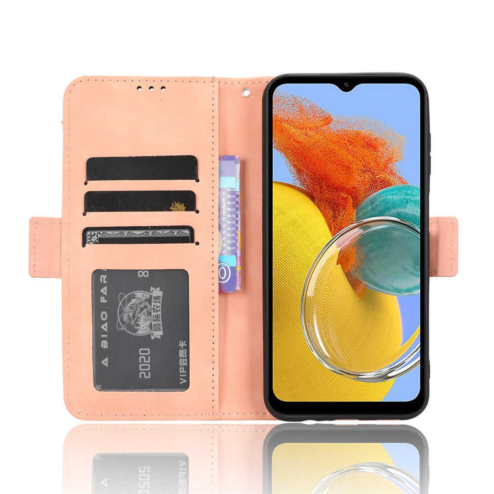 Wallet PU Leather Case for Samsung Galaxy M14 5G , Multiple Card Slots Phone Stand Cover - Pink