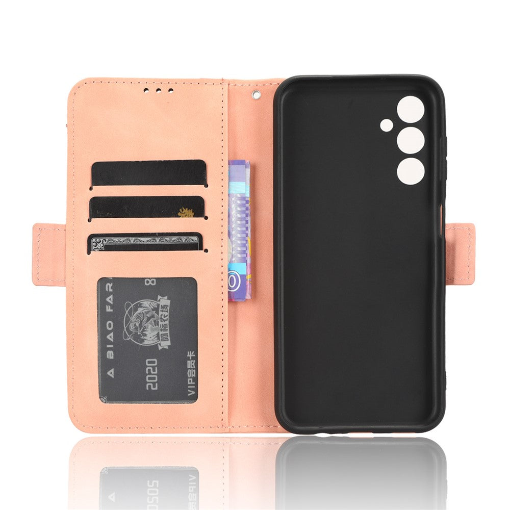 Wallet PU Leather Case for Samsung Galaxy M14 5G , Multiple Card Slots Phone Stand Cover - Pink