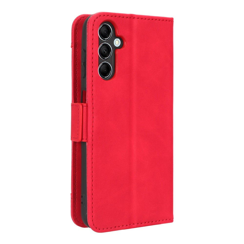 Wallet PU Leather Case for Samsung Galaxy M14 5G , Multiple Card Slots Phone Stand Cover - Red