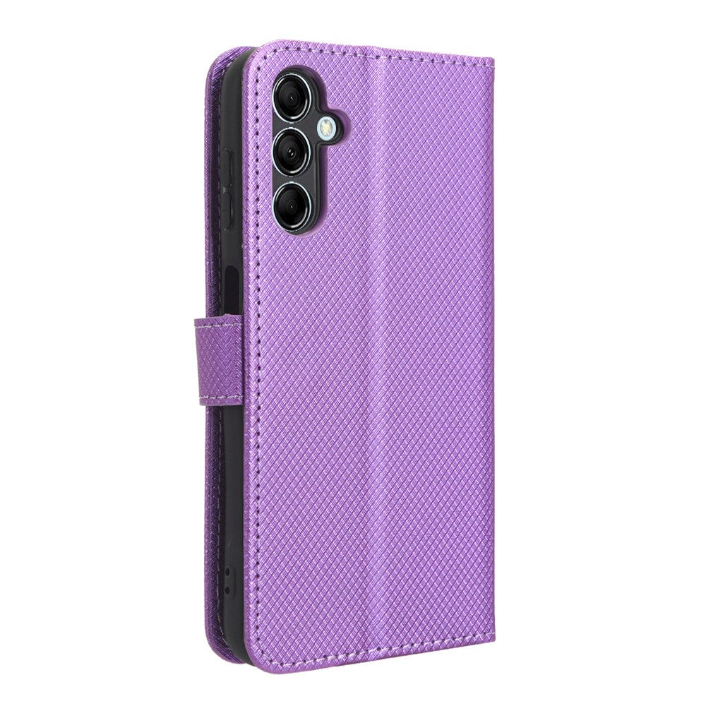 For Samsung Galaxy M14 5G Phone Leather Case Diamond Texture Stand Wallet Cell Phone Cover - Purple