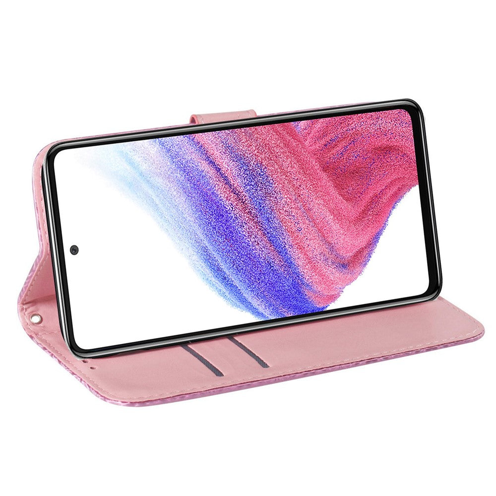 Phone Case for Samsung Galaxy M14 5G , Wallet Dazzling Flower Pattern PU Leather Flip Stand Phone Shell - Pink
