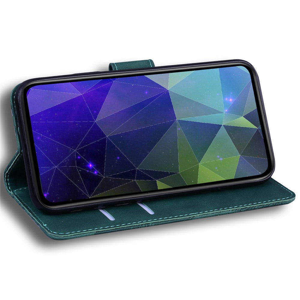 Solid Color Phone Case for Samsung Galaxy M14 5G Scratch Resistant PU Leather Wallet Stand Cover - Green