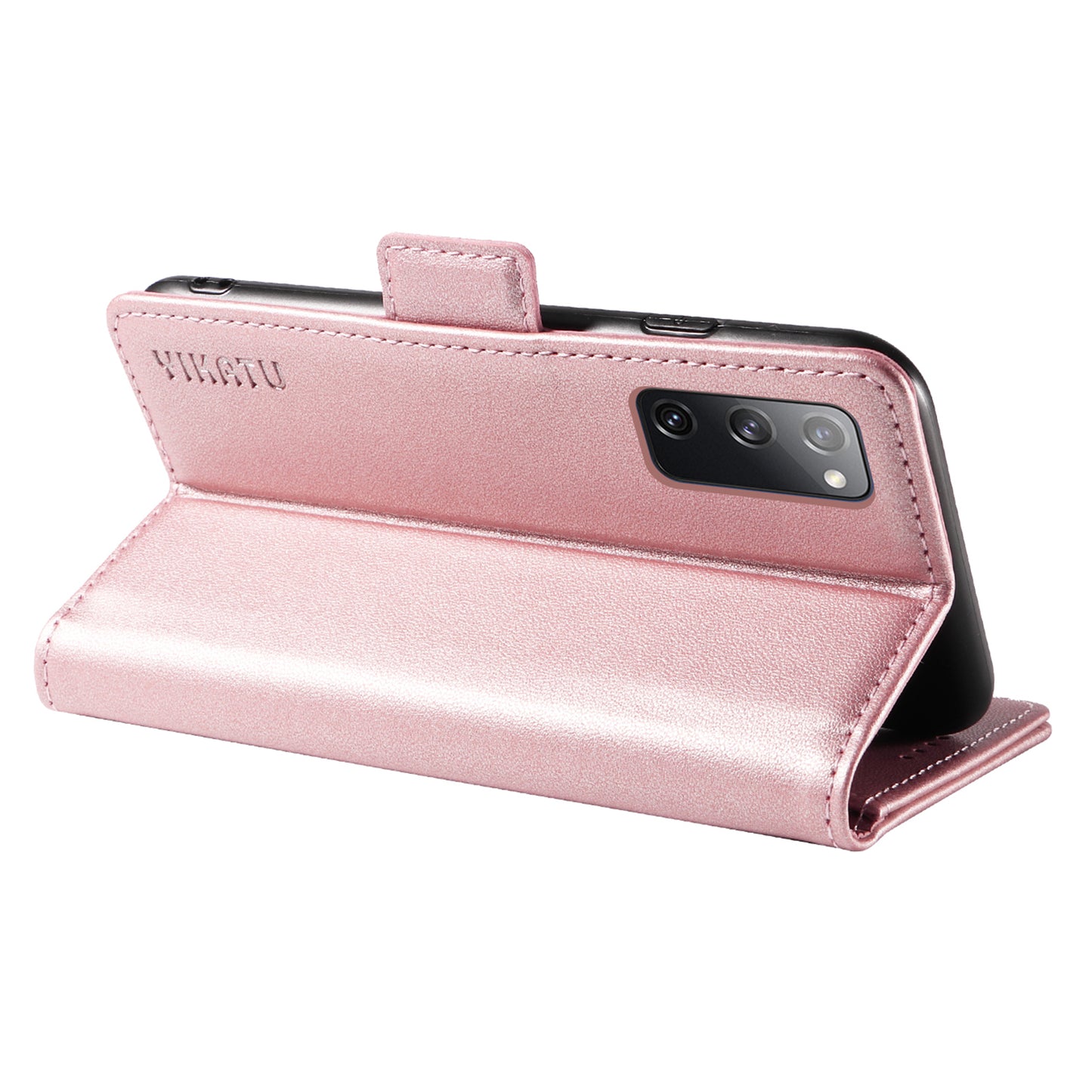YIKATU YK-003 Wallet Case for Samsung Galaxy S20 FE / S20 FE 5G / S20 FE 2022 / S20 Lite , PU Leather Stand Magnetic Phone Cover - Rose Gold