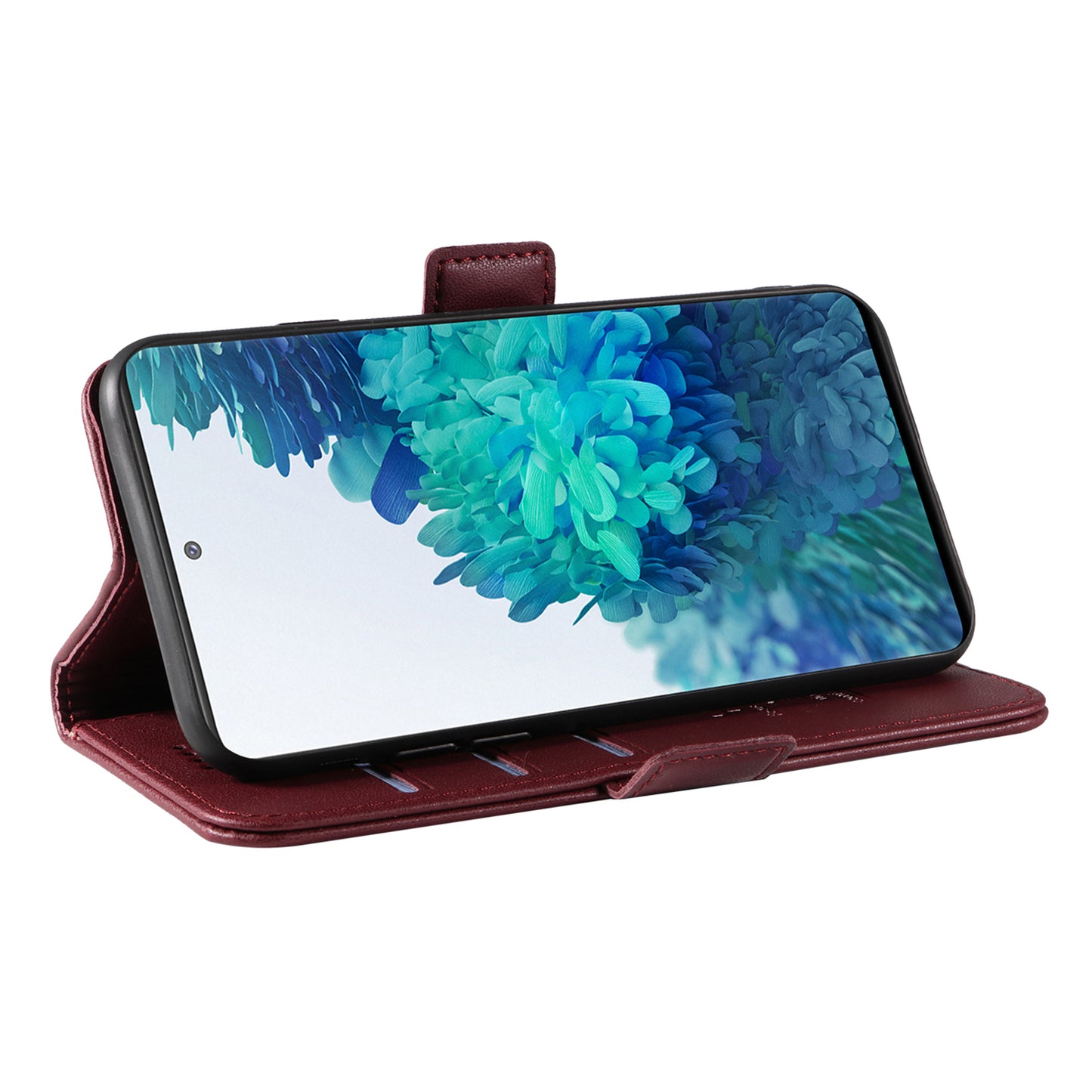 YIKATU YK-003 Wallet Case for Samsung Galaxy S20 FE / S20 FE 5G / S20 FE 2022 / S20 Lite , PU Leather Stand Magnetic Phone Cover - Wine Red
