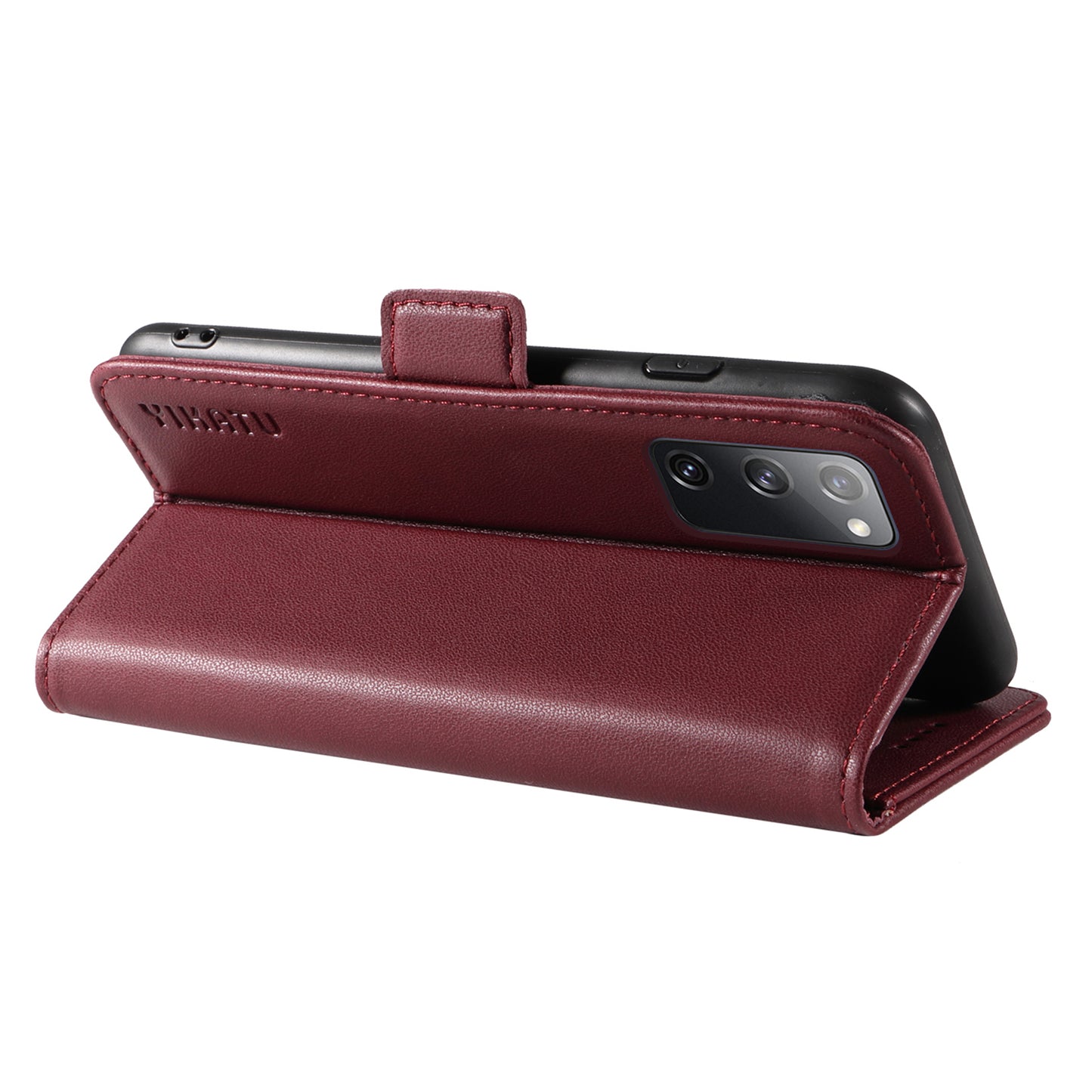 YIKATU YK-003 Wallet Case for Samsung Galaxy S20 FE / S20 FE 5G / S20 FE 2022 / S20 Lite , PU Leather Stand Magnetic Phone Cover - Wine Red