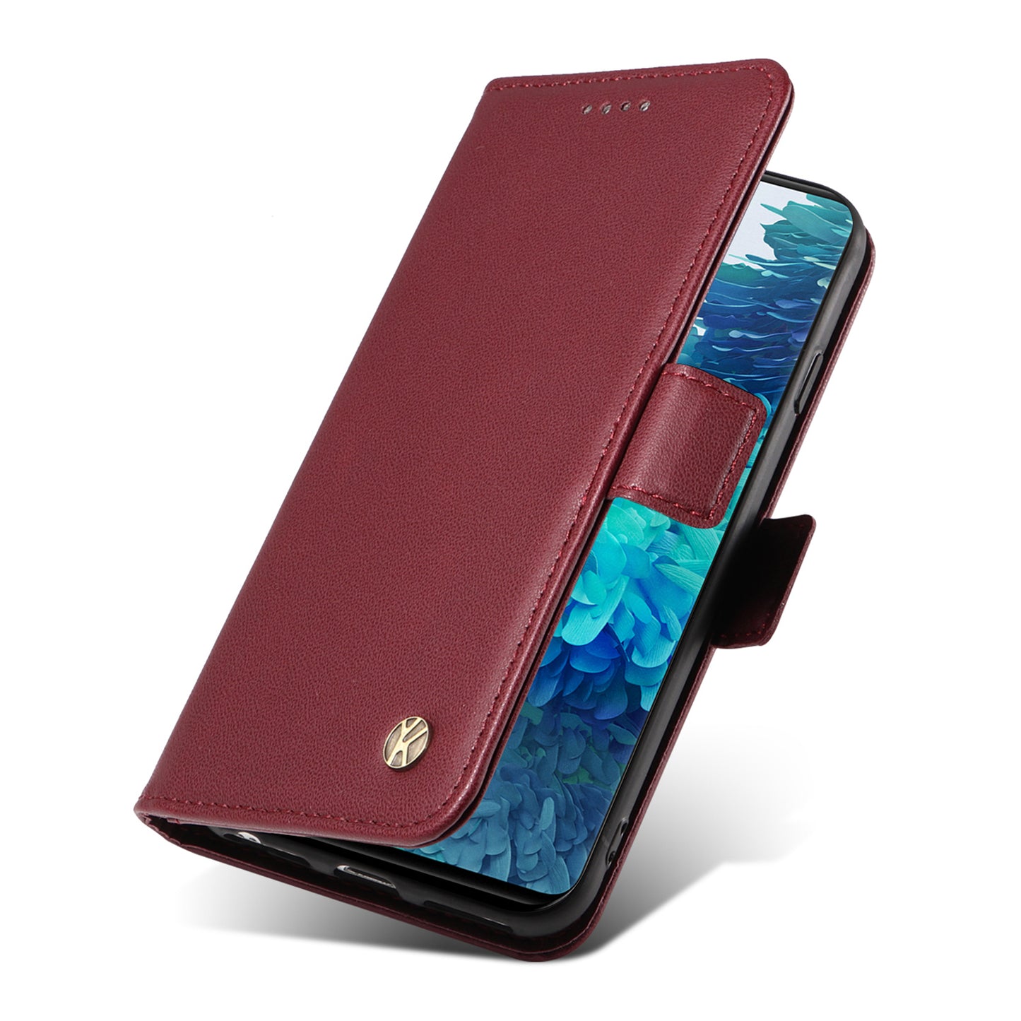 YIKATU YK-003 Wallet Case for Samsung Galaxy S20 FE / S20 FE 5G / S20 FE 2022 / S20 Lite , PU Leather Stand Magnetic Phone Cover - Wine Red