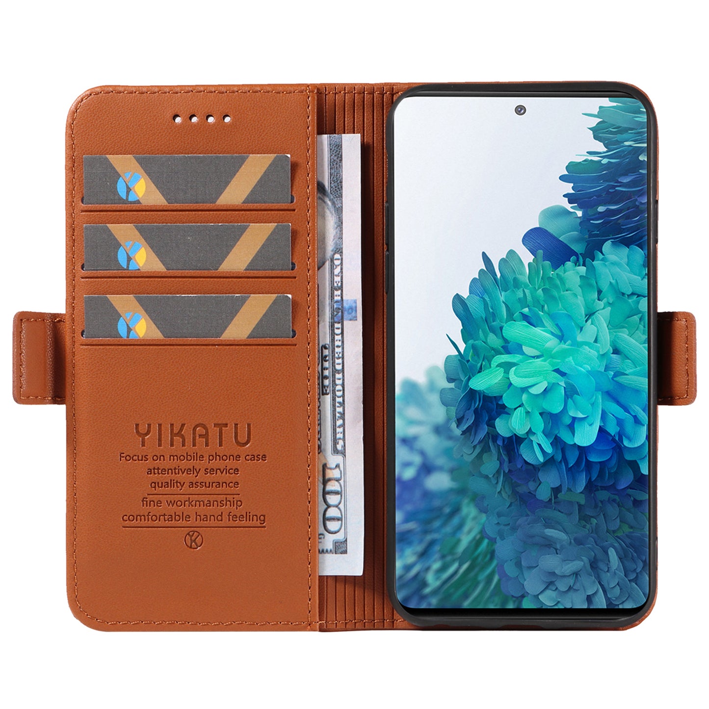 YIKATU YK-003 Wallet Case for Samsung Galaxy S20 FE / S20 FE 5G / S20 FE 2022 / S20 Lite , PU Leather Stand Magnetic Phone Cover - Brown