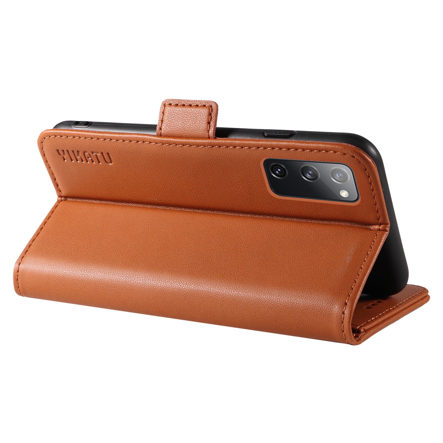 YIKATU YK-003 Wallet Case for Samsung Galaxy S20 FE / S20 FE 5G / S20 FE 2022 / S20 Lite , PU Leather Stand Magnetic Phone Cover - Brown