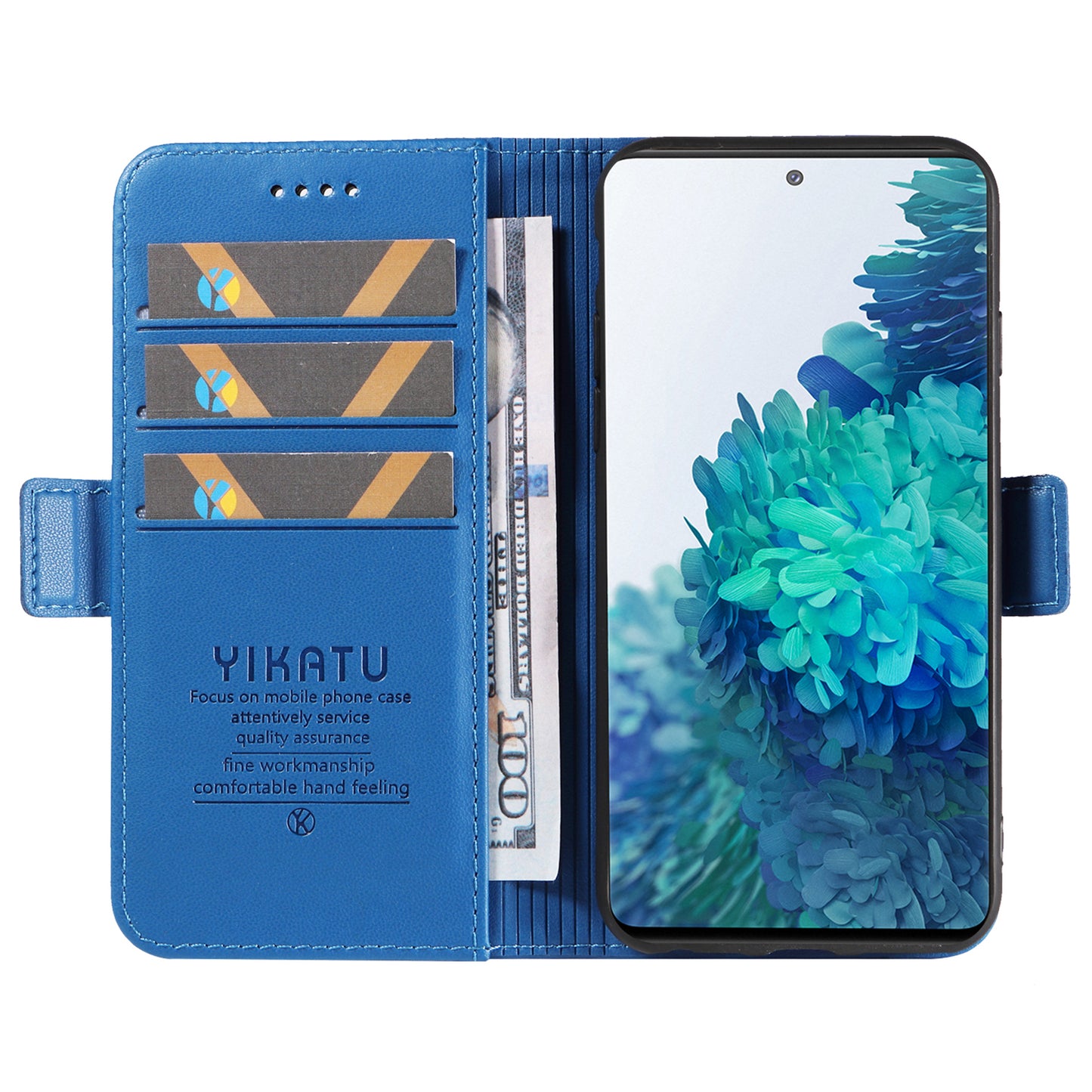 YIKATU YK-003 Wallet Case for Samsung Galaxy S20 FE / S20 FE 5G / S20 FE 2022 / S20 Lite , PU Leather Stand Magnetic Phone Cover - Sky Blue
